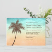Tropische Strand-Palme-Hochzeits-Einladungen Einladung (Stehend Vorderseite)