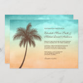 Tropische Strand-Palme-Hochzeits-Einladungen Einladung (Vorne/Hinten)