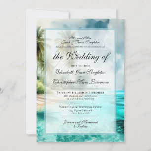 Tropische Strand- & Palmen-Hochzeit im klassischen Einladung