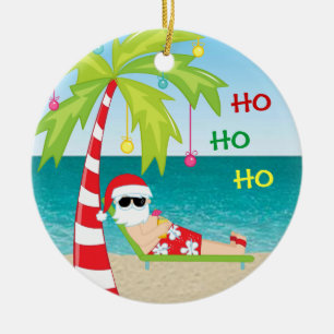 Tropische Strand-Sankt-Palme-Weihnachtsverzierung Keramikornament