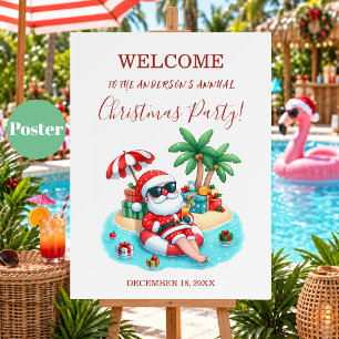 Tropische Strand Santa Weihnachtsfeier Willkommen Poster