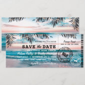 Tropische Strand-Save-the-Date-Party für Paare Save The Date (Vorne/Hinten)