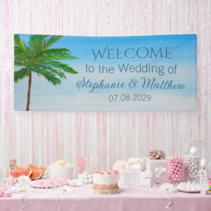 Tropische Strand-Sommer-Watercolor-Hochzeit Banner