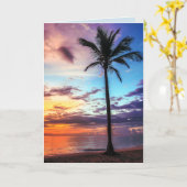 Tropische Strand-Sonnenuntergang-Palme Karte (Gelbe Blume)