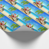Tropische Strand-Szene Weihnachtssankt Geschenkpapier (Ecke)