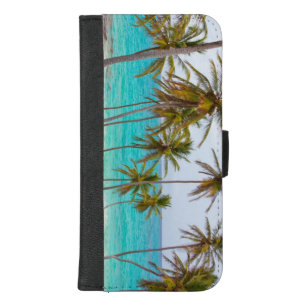 Tropische Strand-Türkis-Wasser-und Palmen iPhone 8/7 Plus Geldbeutel-Hülle