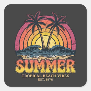 Tropische Strand-Vibes - Sommerferien Urlaub Quadratischer Aufkleber