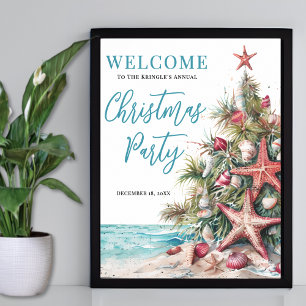 Tropische Strand-Weihnachtsparty Willkommen Poster