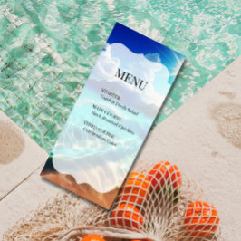 Tropische Strand-Wellenschnitt-Hochzeits-Menükarte Menükarte