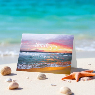 Tropische Strand-Ziel-Hochzeit Danke 