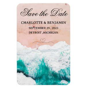 Tropische Strand-Ziel-Hochzeit Save the Date Magnet