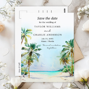 Tropische Strand-Ziel-Hochzeit - Save The Date Postkarte