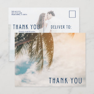 Tropische Strand-Ziel-Hochzeits-Dankeschön Postkarte