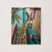 Tropische Strandbar-Hängematten-Kunst Puzzle (Vertikal)