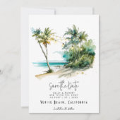 Tropische Strandbeleuchtung Save the Date Karte (Vorderseite)