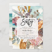 Tropische Strandblüte 60. Geburtstagsparty Einladung (Vorne/Hinten)