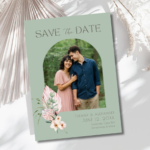 Tropische Strandbogen-Foto-Destination-Hochzeit Save The Date