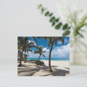 Tropische Strände | Anguilla Beach, Palm Tree Postkarte (Stehend Vorderseite)