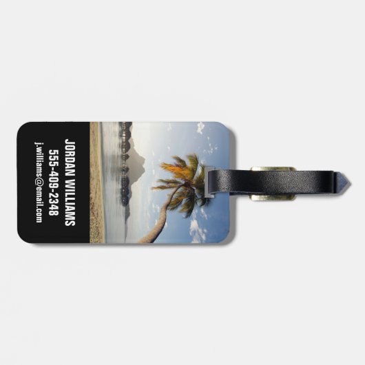 Tropische Strände | Beach Huts, Bora Bora Gepäckanhänger (Rückseite horizontal)