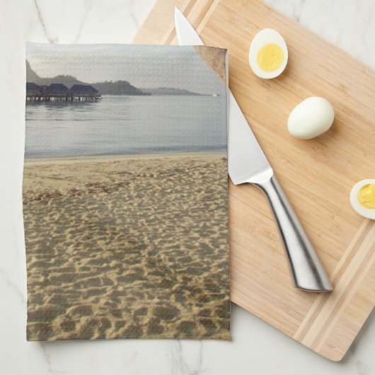 Tropische Strände | Beach Huts, Bora Bora Geschirrtuch (Viertel Falte)