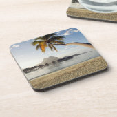 Tropische Strände | Beach Huts, Bora Bora Getränkeuntersetzer (Linke Seite)