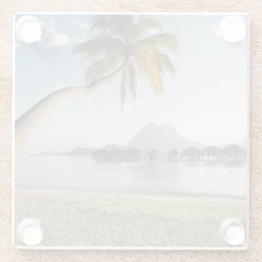 Tropische Strände | Beach Huts, Bora Bora Glasuntersetzer (Rückseite)