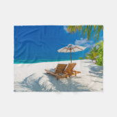 Tropische Strände | Lounge Chairs Beach, Bora Bora Fleecedecke (Vorderseite (Horizontal))