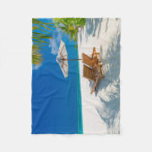 Tropische Strände | Lounge Chairs Beach, Bora Bora Fleecedecke (Vorderseite)