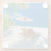 Tropische Strände | Lounge Chairs Beach, Bora Bora Glasuntersetzer (Rückseite)