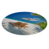 Tropische Strände | Lounge Chairs Beach, Bora Bora Schneidebrett (Ecke)