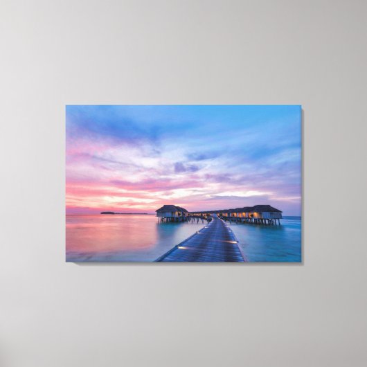 Tropische Strände | Maldives Bungalows Leinwanddruck (Vorderseite)