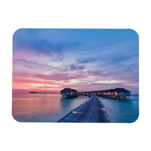 Tropische Strände | Maldives Bungalows Magnet (Horizontal)