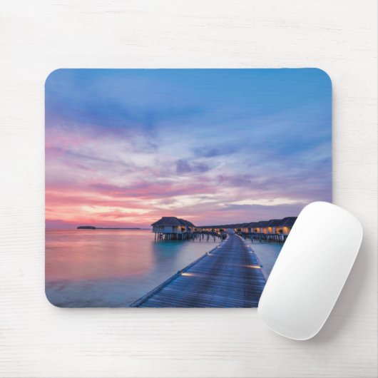 Tropische Strände | Maldives Bungalows Mousepad (Mit Mouse)