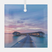 Tropische Strände | Maldives Bungalows Ornament Aus Glas (Vorderseite)