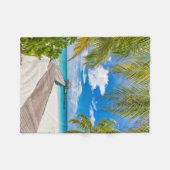 Tropische Strände | Maldives Island Wooden Jetty Fleecedecke (Vorderseite (Horizontal))