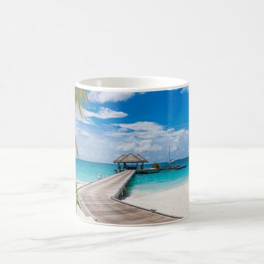 Tropische Strände | Maldives Island Wooden Jetty Kaffeetasse (Mittel)