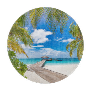 Tropische Strände   Maldives Island Wooden Jetty Schneidebrett