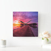 Tropische Strände | Malediven Sunset Quadratische Wanduhr (Zuhause)