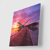 Tropische Strände | Malediven Sunset Quadratische Wanduhr (Winkel)