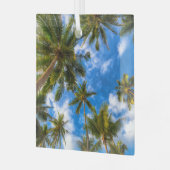 Tropische Strände | Palmen auf blauem Himmel Ornament Aus Glas (Vorderseite links)