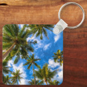 Tropische Strände | Palmen auf blauem Himmel Schlüsselanhänger (Rückseite)