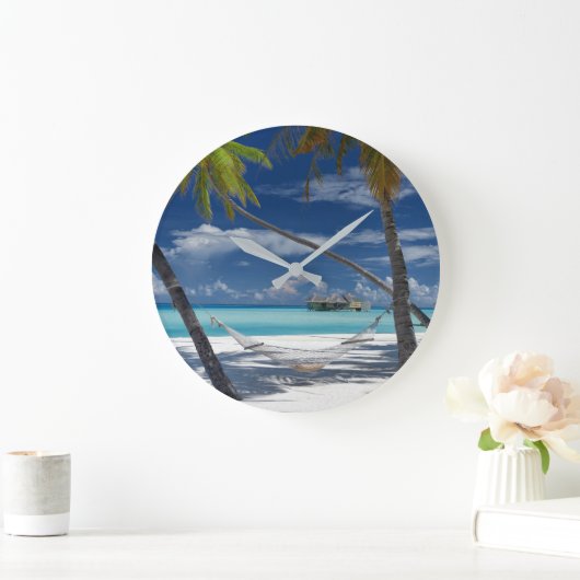 Tropische Strände | Sandstrand, Malediven Große Wanduhr (Zuhause)
