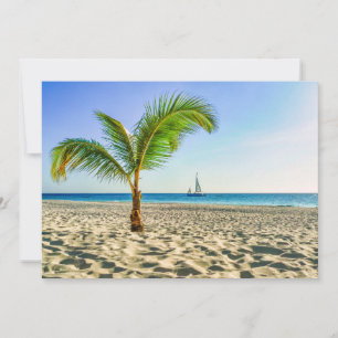 Tropische Strände Segelboot, Palm Tree, Aruba Dankeskarte