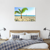 Tropische Strände | Segelboot, Palm Tree, Aruba Leinwanddruck (Insitu (Schlafzimmer))