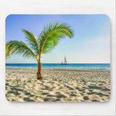 Tropische Strände | Segelboot, Palm Tree, Aruba Mousepad (Vorne)