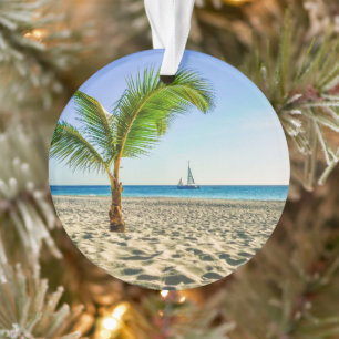 Tropische Strände   Segelboot, Palm Tree, Aruba Ornament