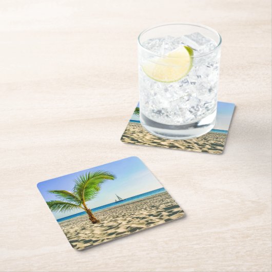 Tropische Strände | Segelboot, Palm Tree, Aruba Rechteckiger Pappuntersetzer (Vor Ort)