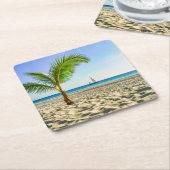 Tropische Strände | Segelboot, Palm Tree, Aruba Rechteckiger Pappuntersetzer (angewinkelt)
