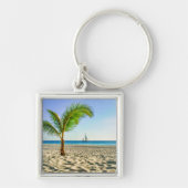 Tropische Strände | Segelboot, Palm Tree, Aruba Schlüsselanhänger (Vorne)