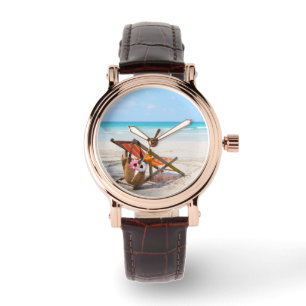 Tropische Strände Strandstuhl auf Sand Armbanduhr